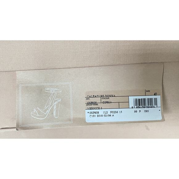 NIB MIU MIU Prada Platform Ankle Strap Patent Leather Tan Sandals 10 US 5XP808 - Picture 6 of 6